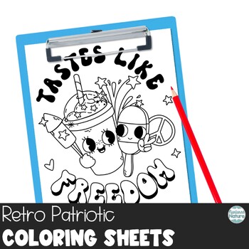 Groovy retro coloring pages for memorial day and th of july by nurtured nature