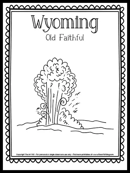 Wyoming old faithful coloring page free printable â the art kit
