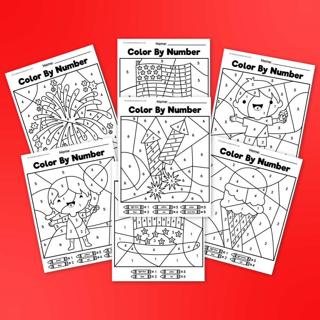 Patriotic color by number printables â simple everyday mom