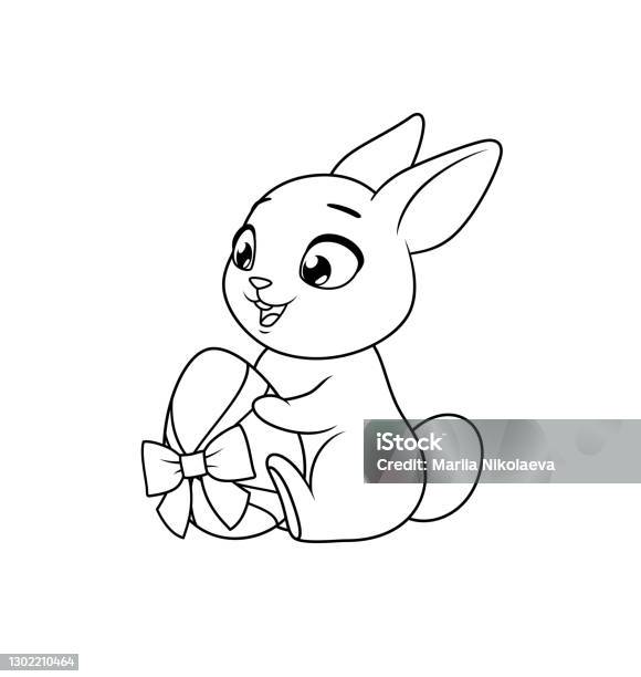 Easter rabbit isolated coloring page for kids stock illustration