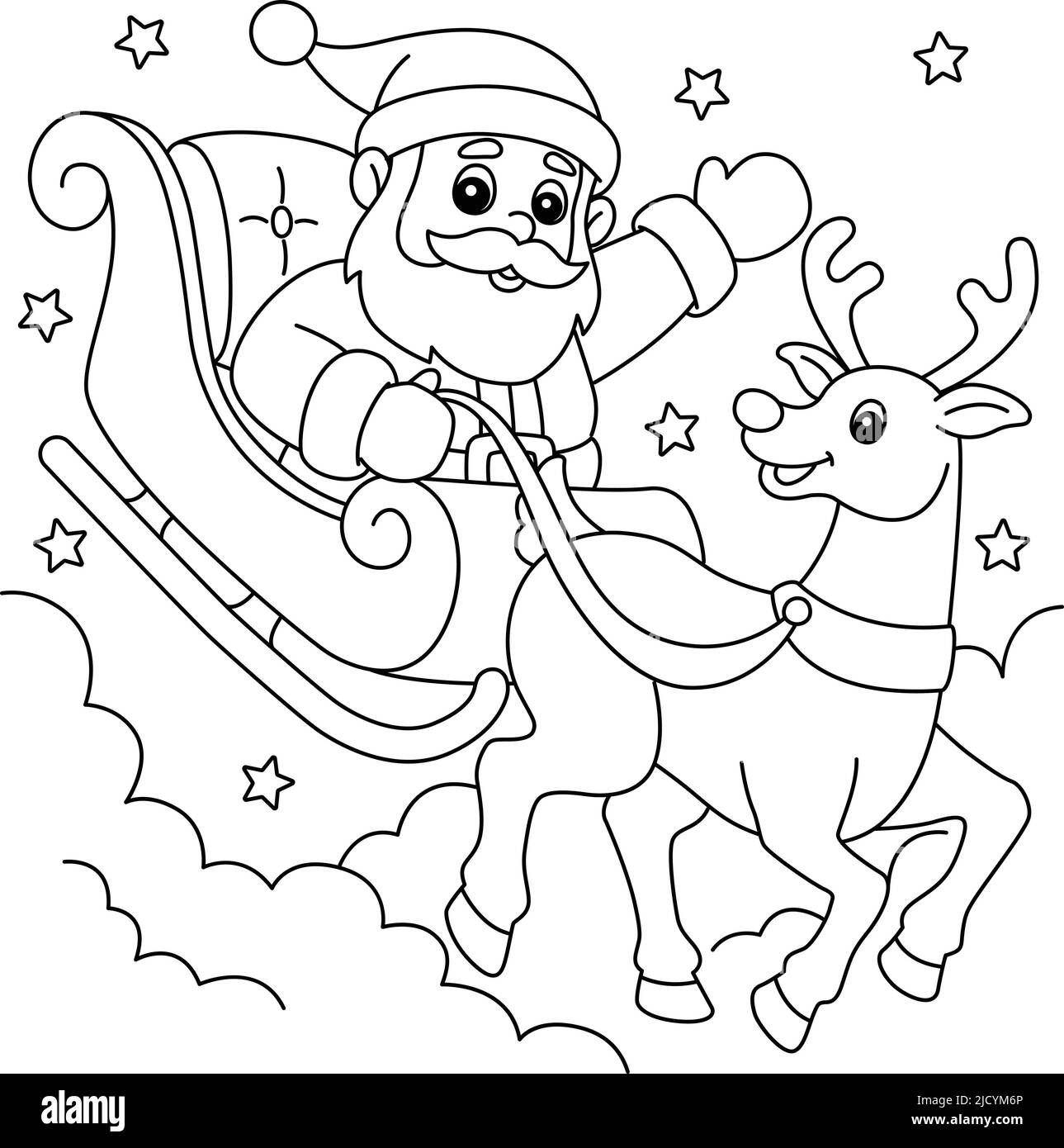 Christmas santa sleigh black and white stock photos images