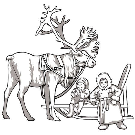 Reindeer coloring page stock photos and images
