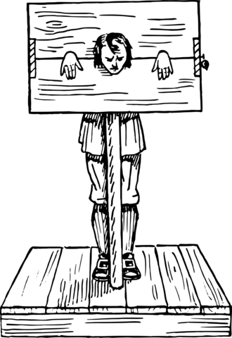 Vintage sad pillory coloring page free printable coloring pages