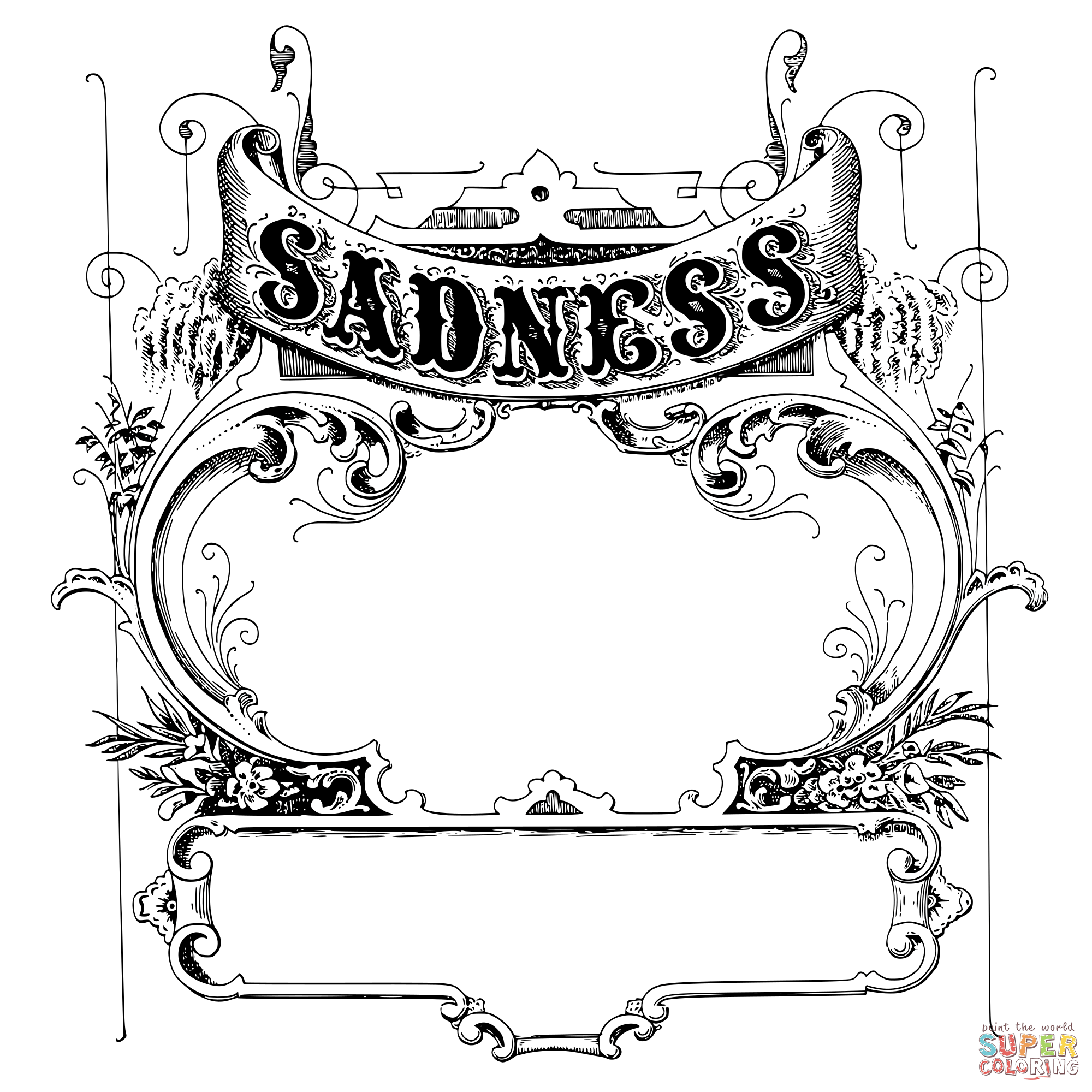 Vintage sadness frame coloring page free printable coloring pages