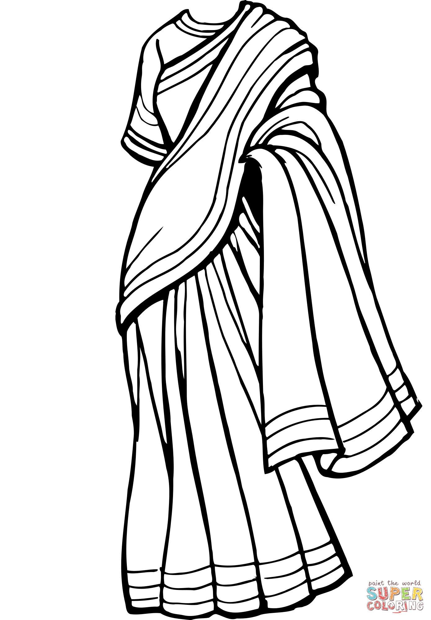 Vintage saree coloring page free printable coloring pages