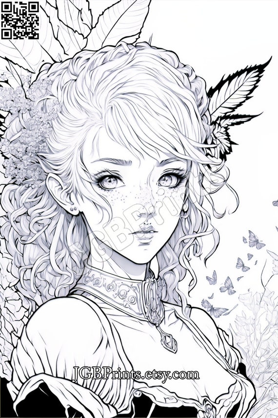 Buy take a journey into art with this mesmerizing anime girl portrait coloring page personalized coloring page advanced digital coloring online in india