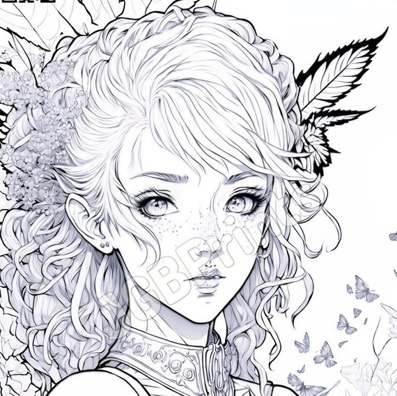 Buy take a journey into art with this mesmerizing anime girl portrait coloring page personalized coloring page advanced digital coloring online in india