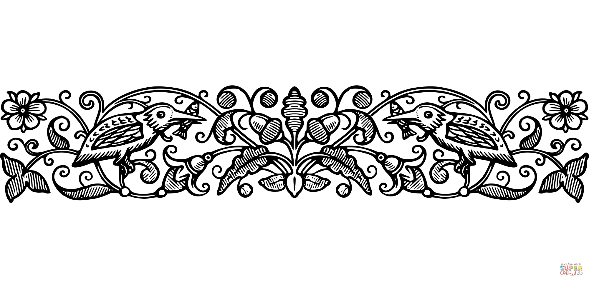 Vintage decorative divider coloring page free printable coloring pages