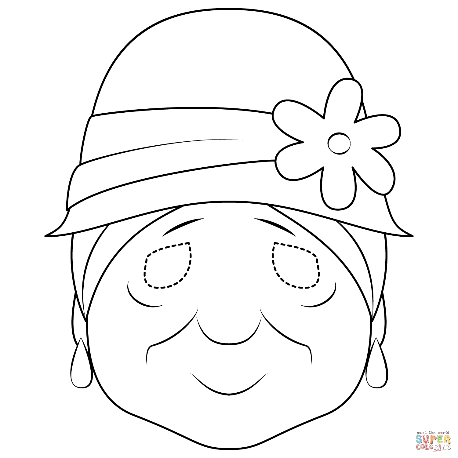 Old lady mask coloring page free printable coloring pages