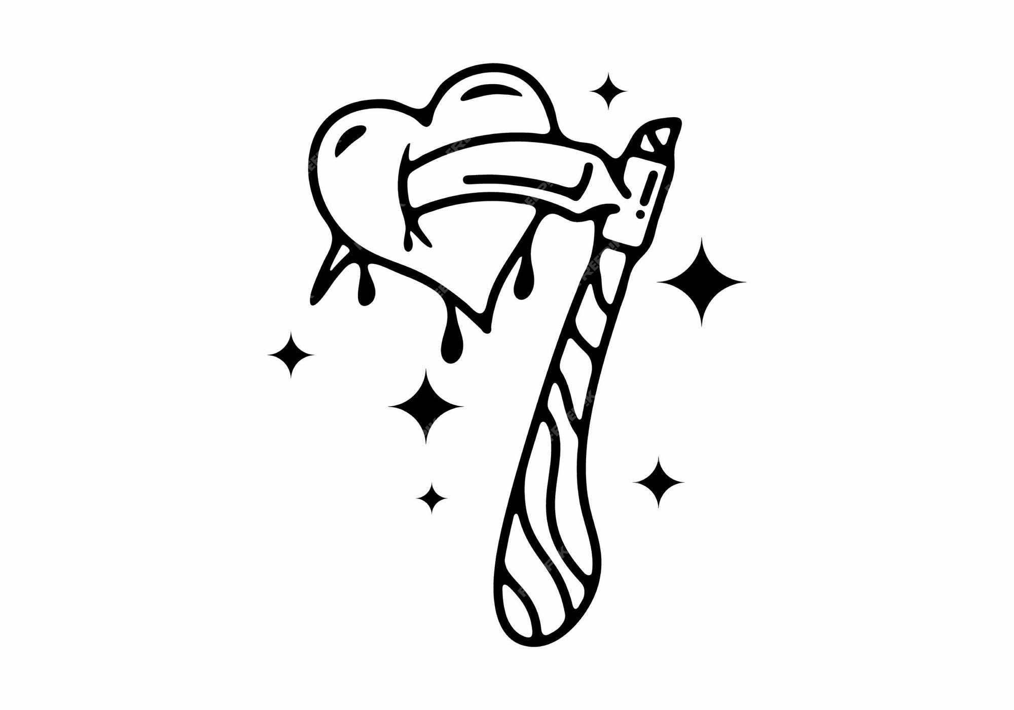 Premium vector black and white color of sickle tattoo