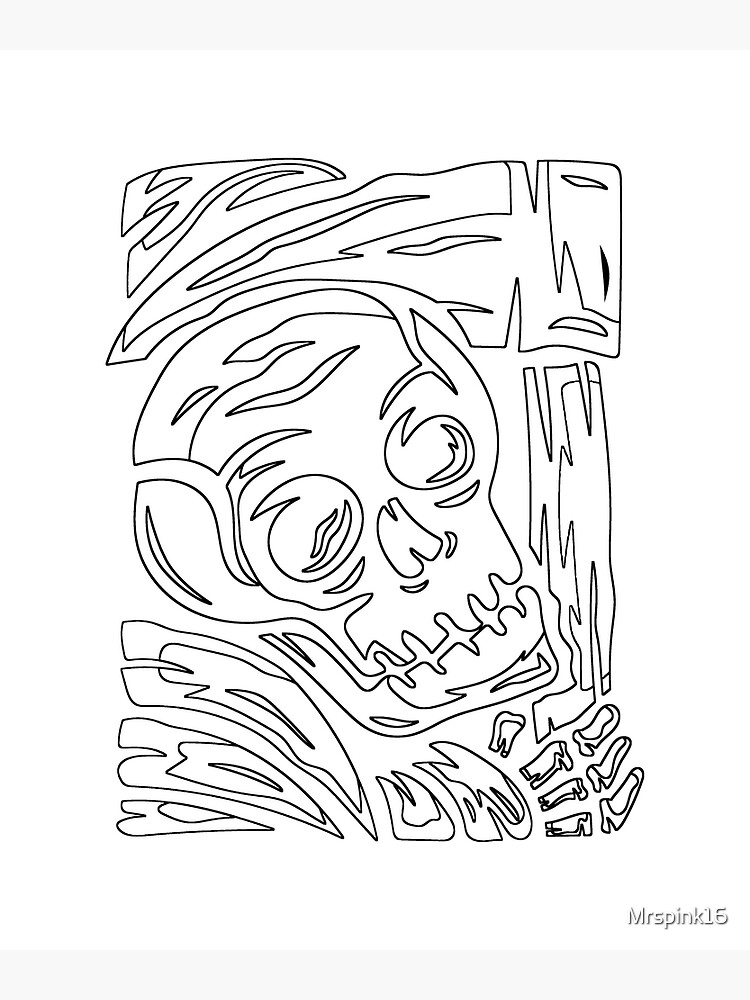 Grim reaper wielding axe scythe sickle black outline poster for sale by mrspink