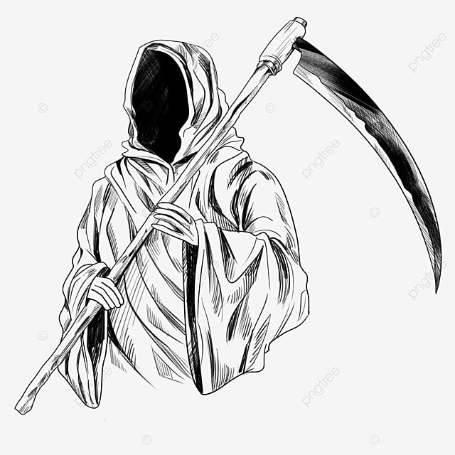 Sickle png picture black and white sketch illustration of death sickle grim reaper sickle illustration png image for free download