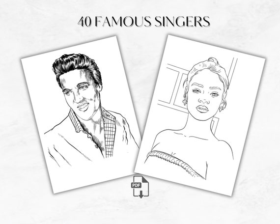 Famous singers and musicians coloring pages digital adult coloring pages celebrity coloring instant download