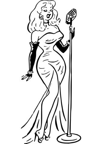 Vintage nightclub singer coloring page free printable coloring pages