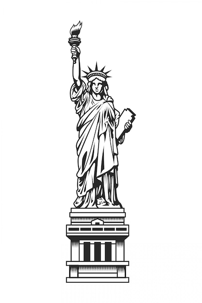 Premium vector vintage statue of liberty template