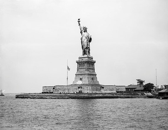 United states new york statue of liberty in vintage photo sku