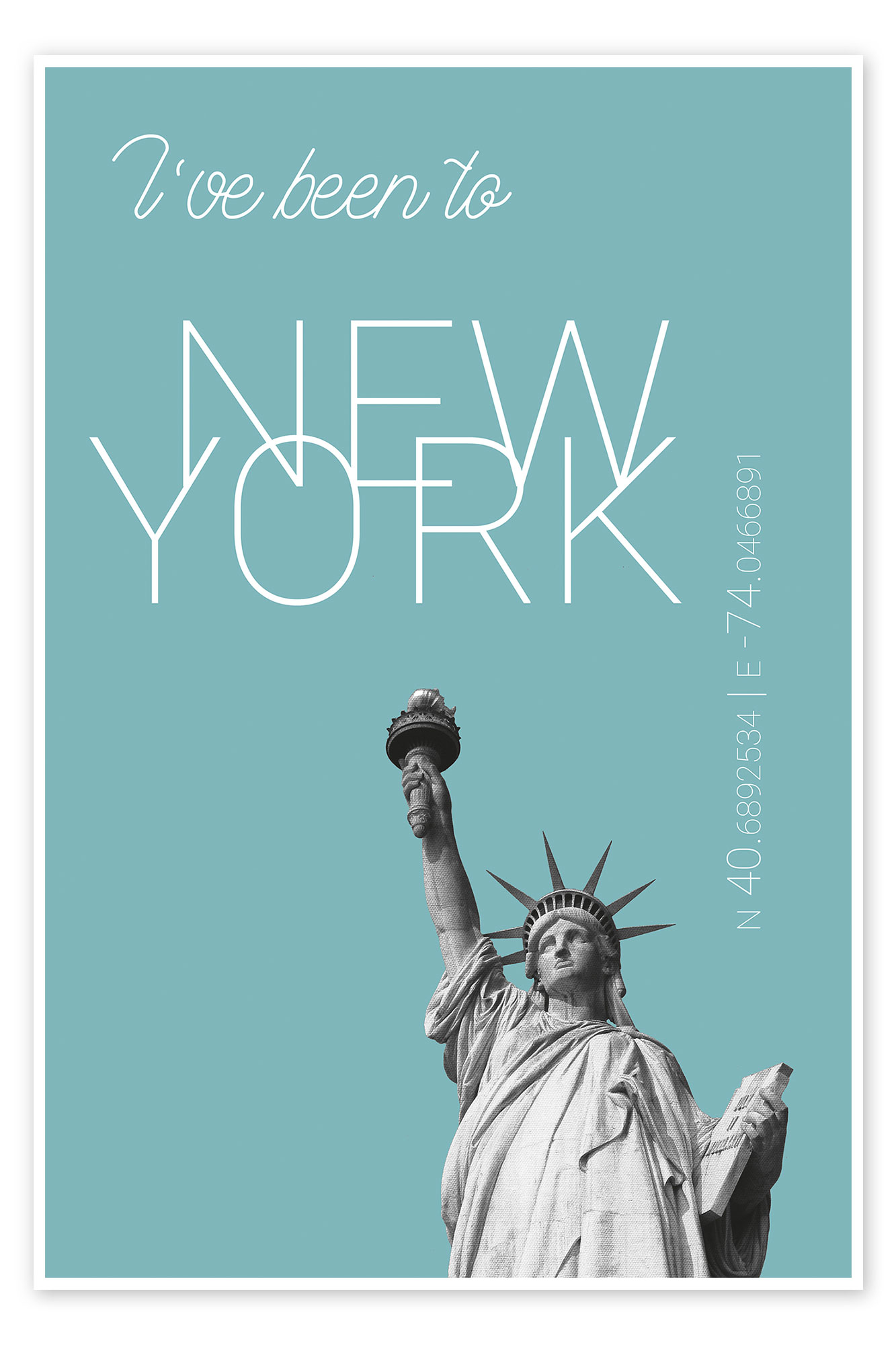 Popart new york statue of liberty i have been to lor light blue print by campus graphics