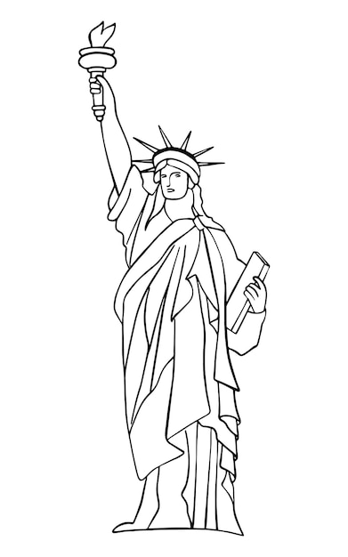Premium vector doodle icon of the statue of liberty in america sketch