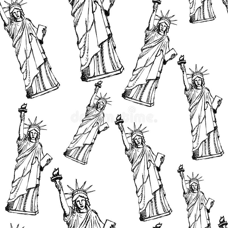 Statue of liberty coloring book symbol of freedom and democracy stock vector