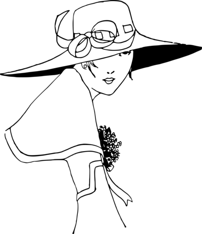 Vintage lady in a hat coloring page free printable coloring pages