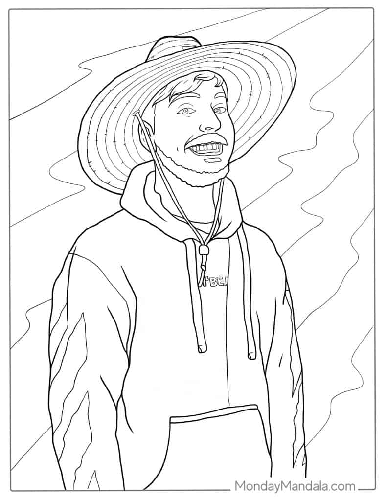 Mr beast coloring pages free pdf printables