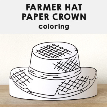 Farmer paper crown gardener straw hat printable coloring craft activity for kids