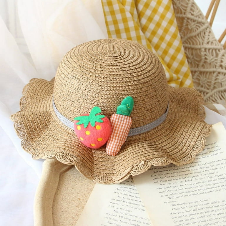 Summer girls sweet straw diagonal bag sun hat straw fishermankhaki