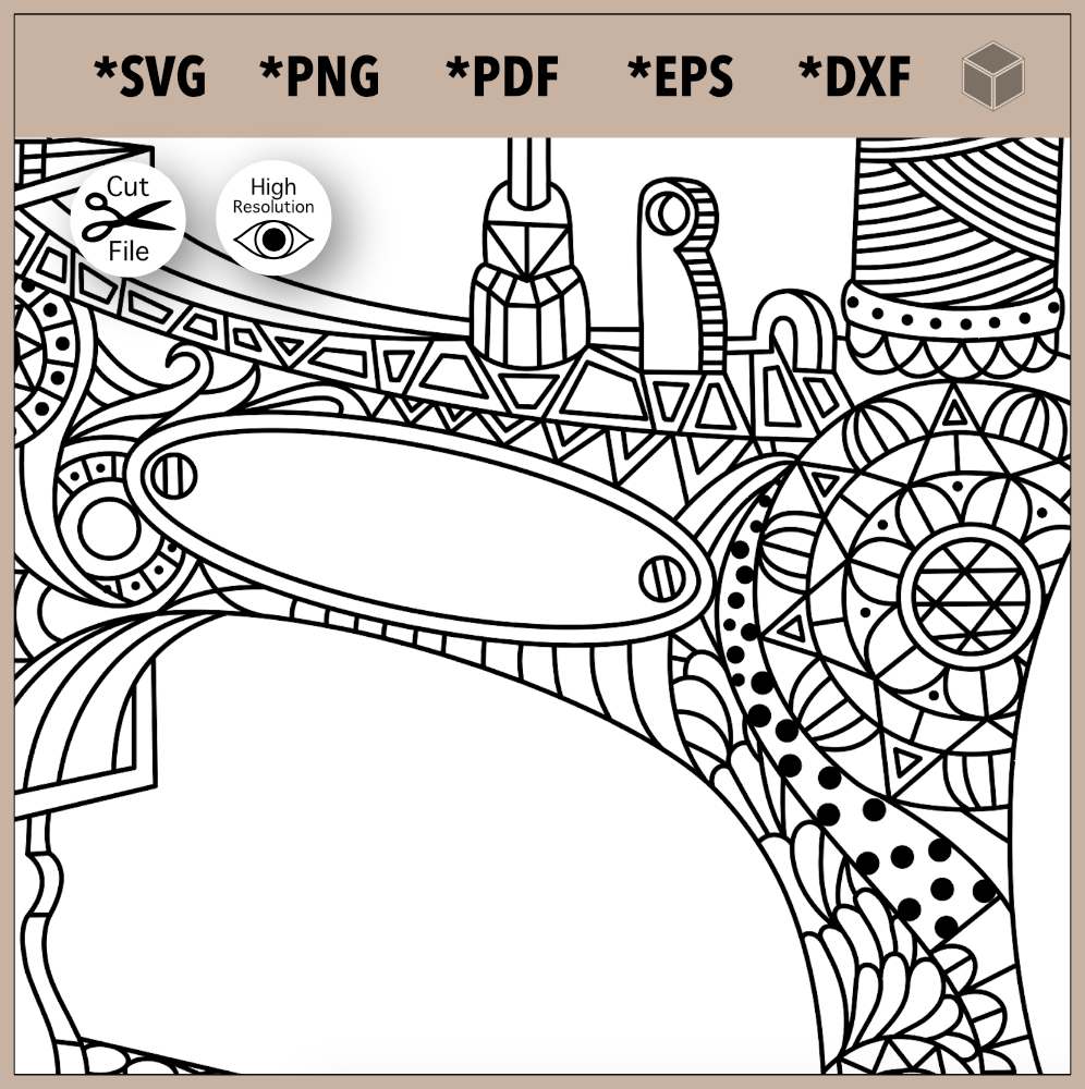 Zentangle mandala vintage sewing machine svg file the digital files â tdfcrafty