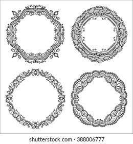 Vintage vector circle frame coloring book stock vector royalty free