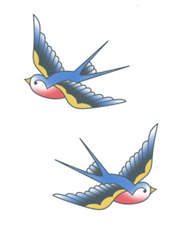 Traditional swallow temporary tattoo â tattooed now