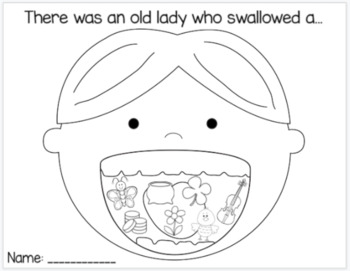 There was an old lady who swallowed a clover reading panion coloring sheet