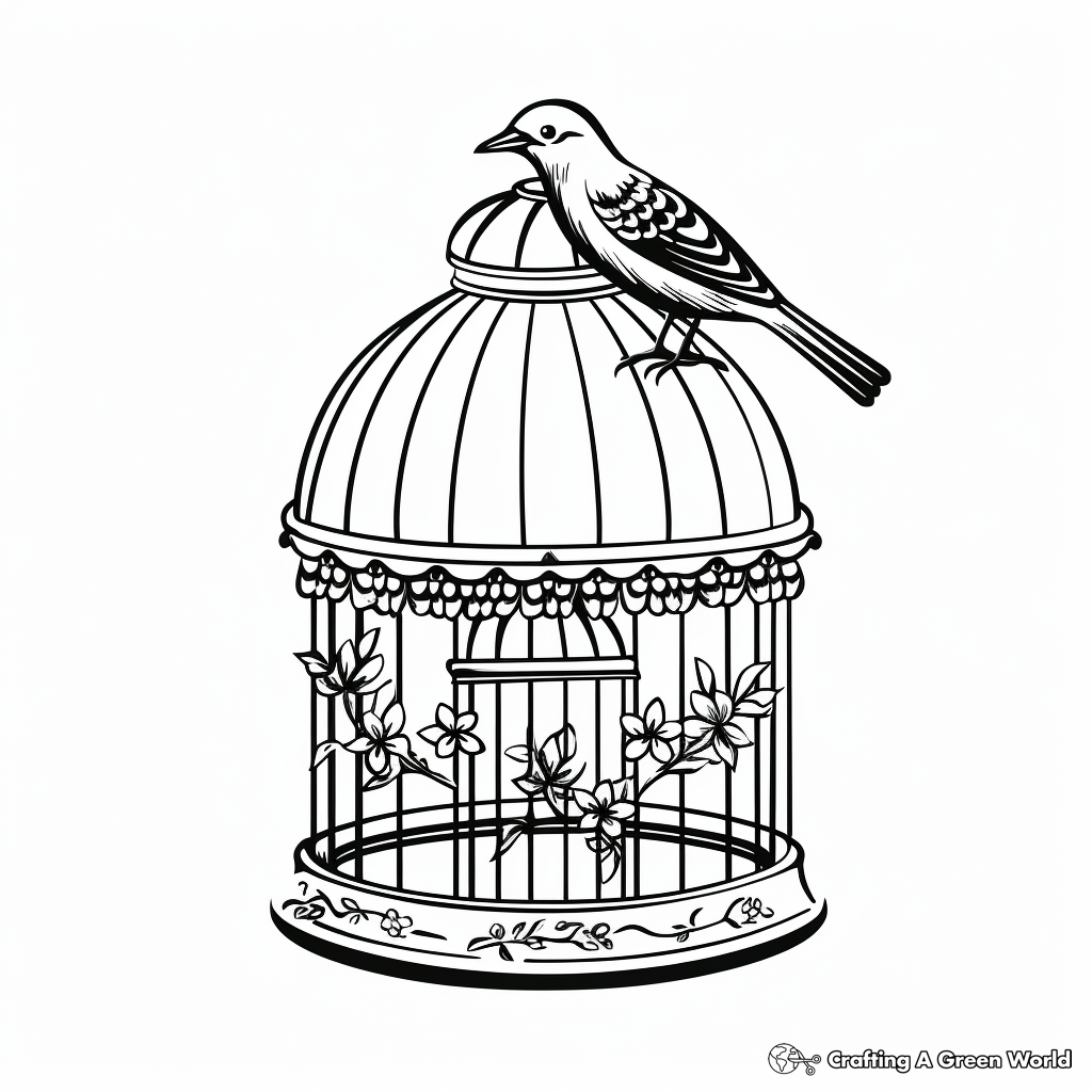 Bird cage coloring pages