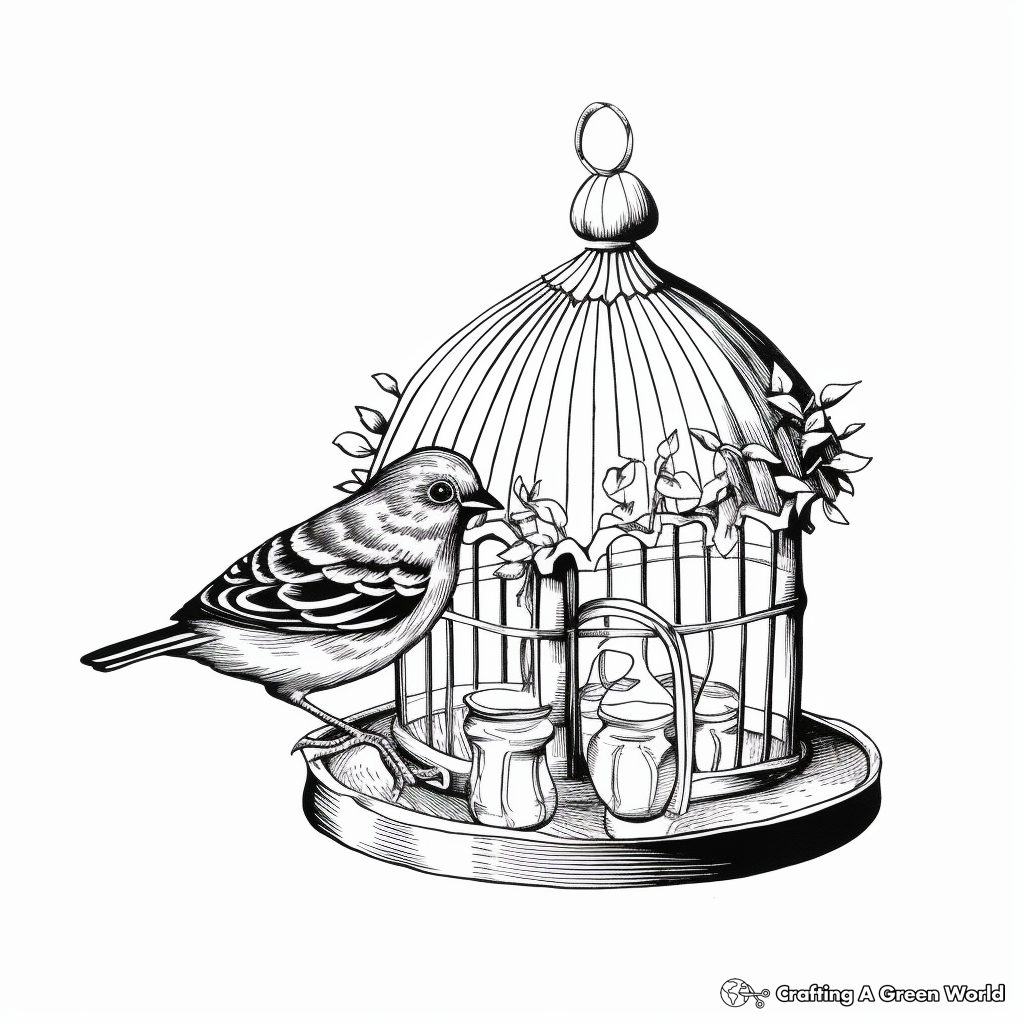 Bird cage coloring pages