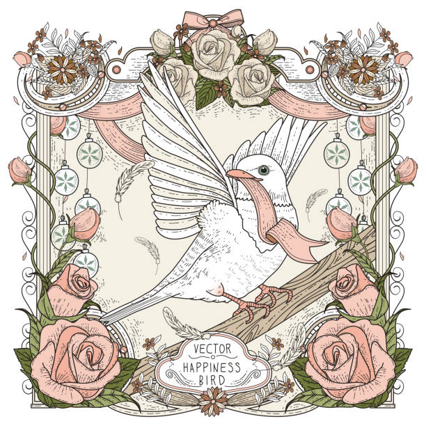 Blessing bird coloring page stock vector royalty