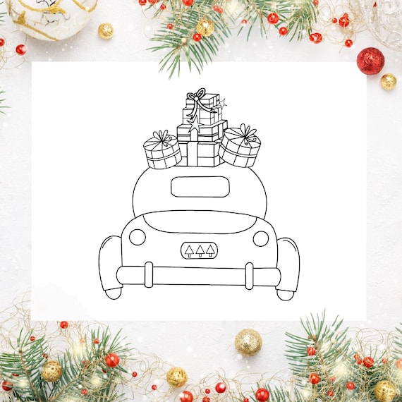 Christmas coloringholiday car christmas presents vintage truck coloring page farmhouse coloring page christmas gifts coloring download now