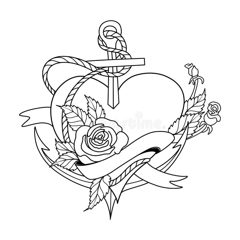 Valentines day card old school tattoo style stock vector