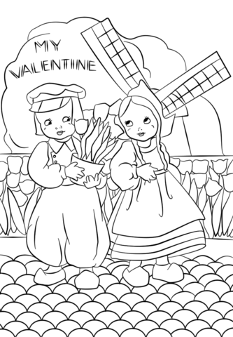 Dutch vintage valentines day card coloring page free printable coloring pages