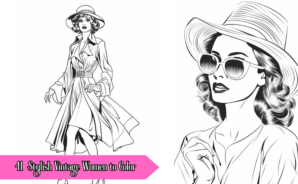 Vintage women coloring book grayscale illustrations for adults relieve stress relaxation gãrecka karolina anna books