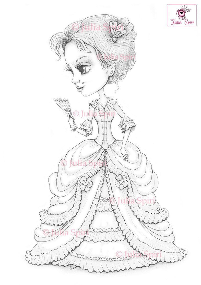 Victorian coloring page digital stamp dig vintage girl old dress â the art of julia spiri