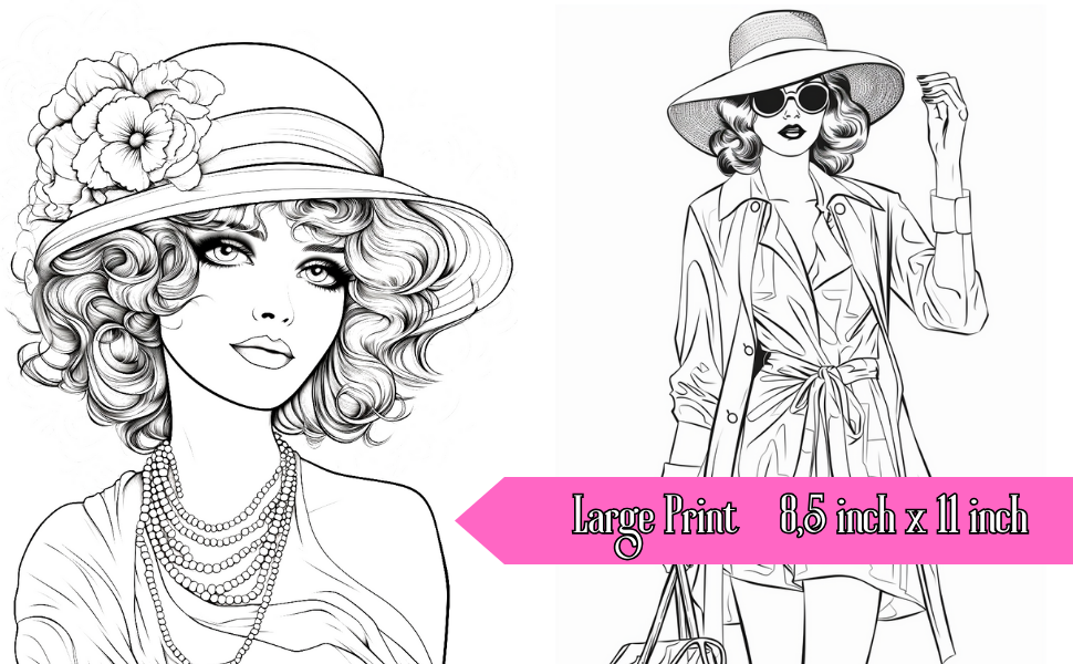 Vintage women coloring book grayscale illustrations for adults relieve stress relaxation gãrecka karolina anna books