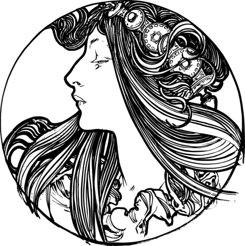 Vintage art nouveau woman coloring page free printable coloring pages