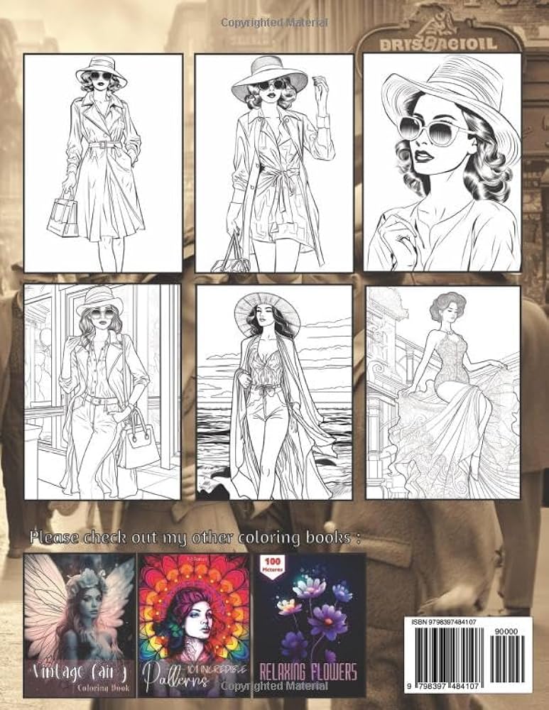 Vintage women coloring book grayscale illustrations for adults relieve stress relaxation gãrecka karolina anna books