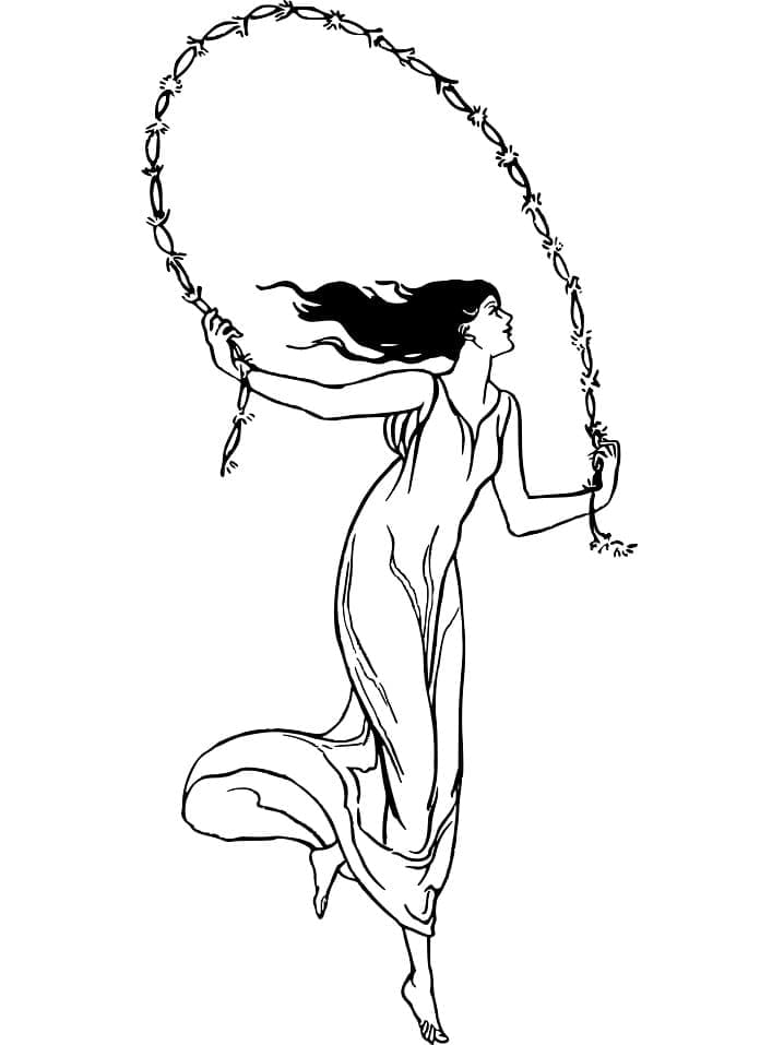 Vintage girl coloring page