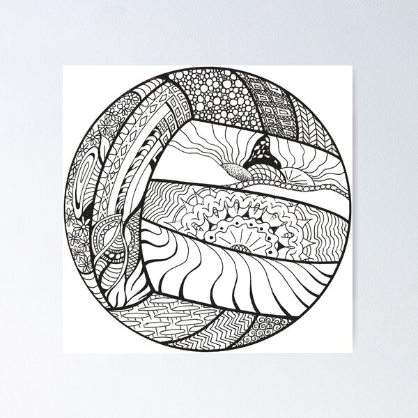 Volleyball zentangle poster for sale by melissa perhamus