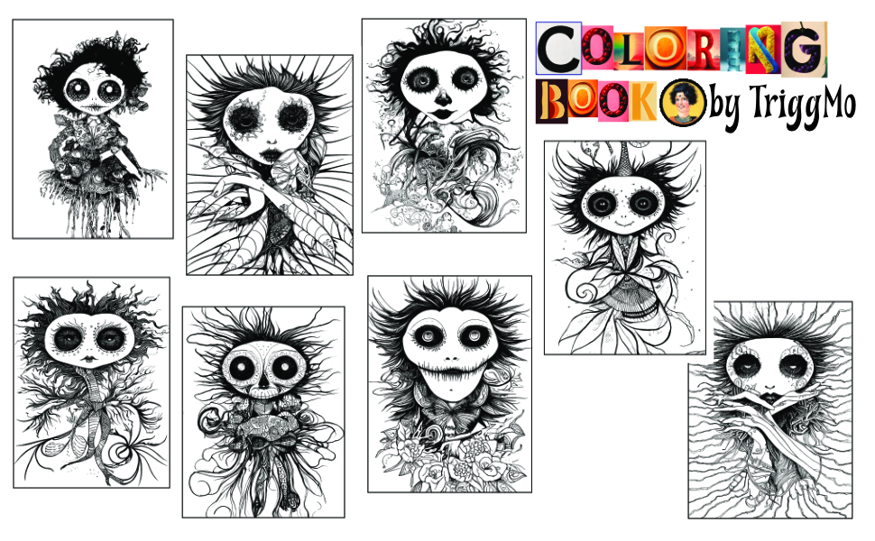 Voodoo dolls coloring book pages for adults to express your weird unique and whimsical passions and also a slightly awkward experience magazine triggmo books