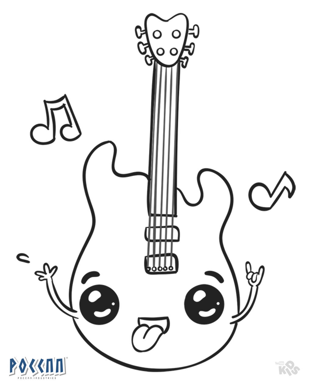 Guitar kawaii to color lineart by poccnnindustries on
