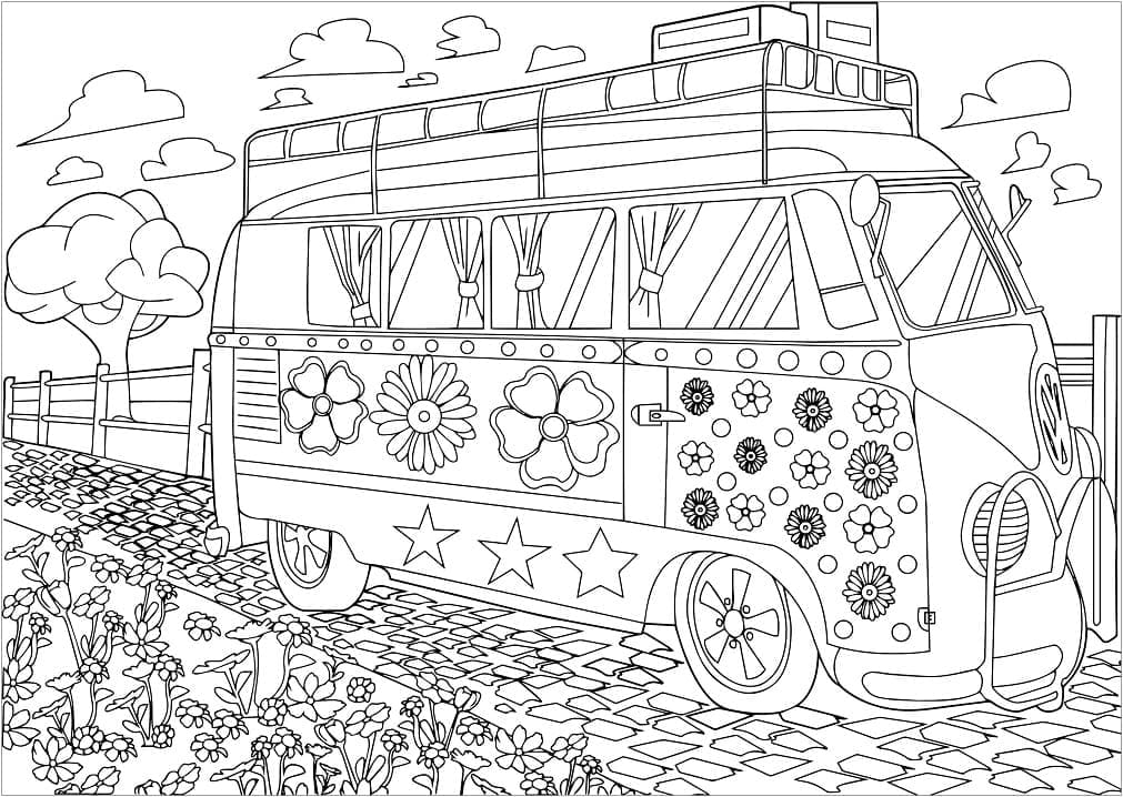 Vintage volkswagen coloring page