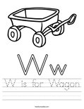 W is for wagon coloring page