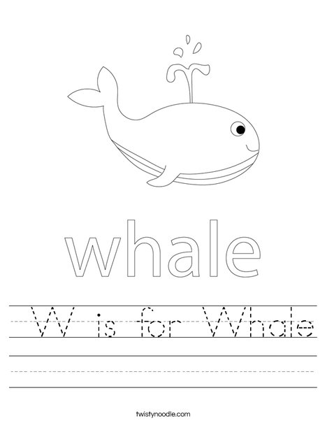 W is for whale worksheet