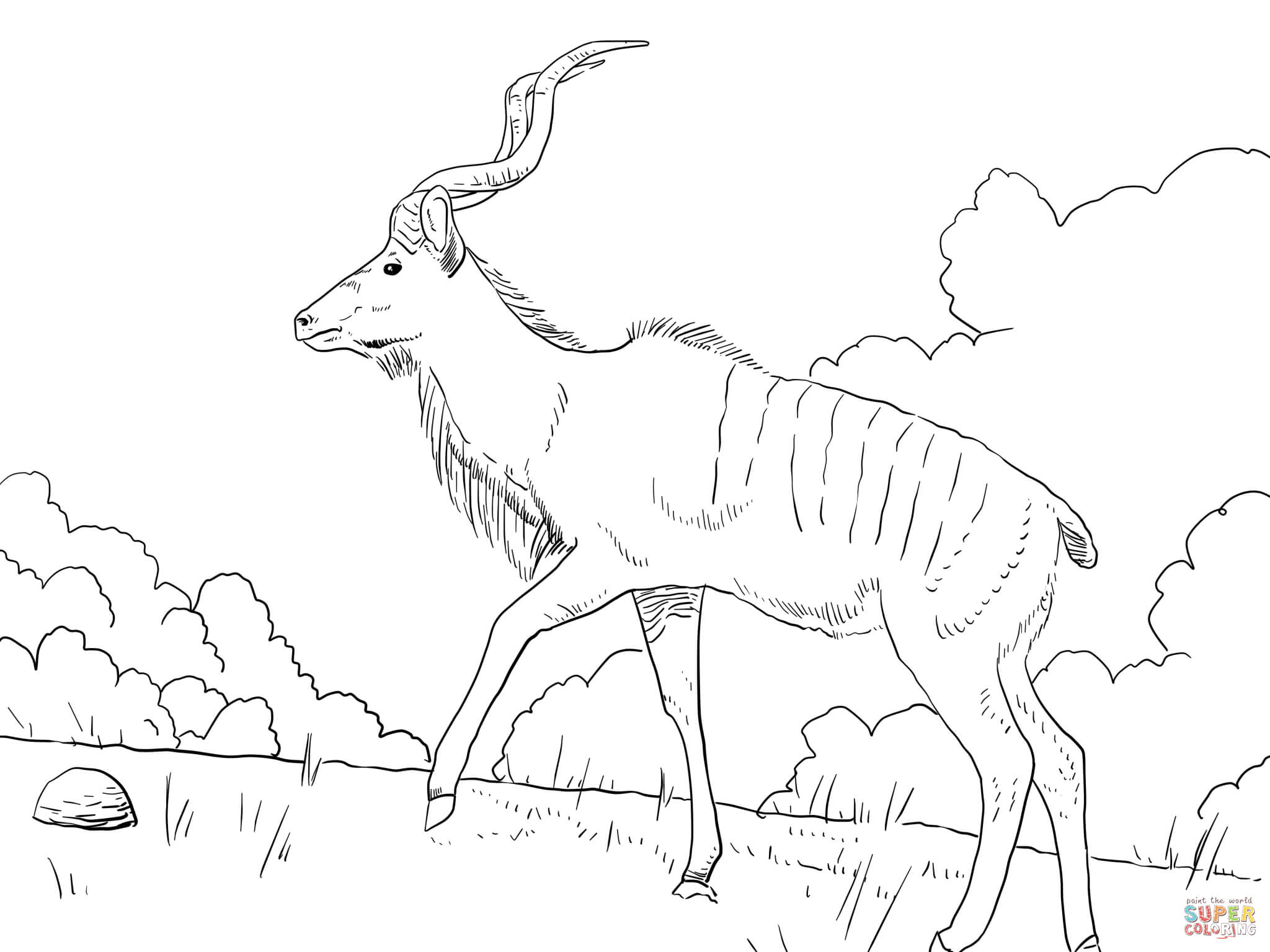 Ausmalbild groãer kudu mãnnchen ausmalbilder kostenlos zum ausdrucken